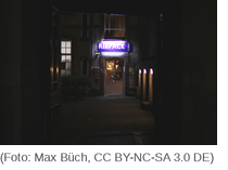 Foto: Eingang des Hostels Rixpack.